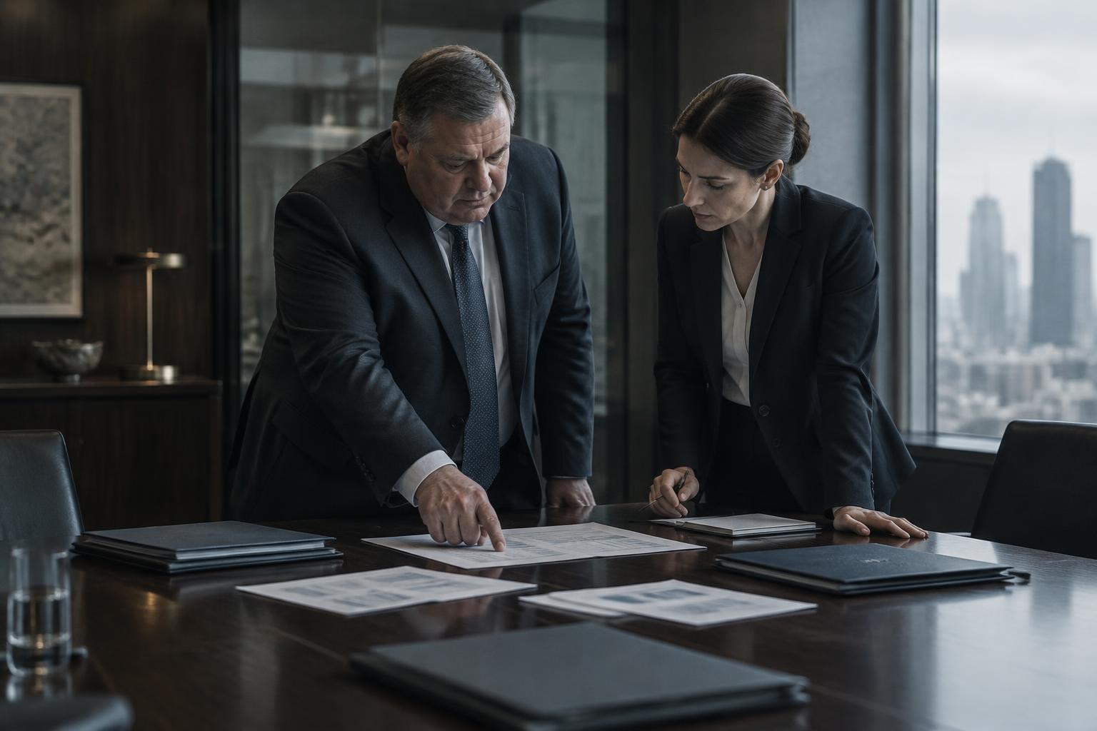 Documents arranged for a strategic counsel meeting